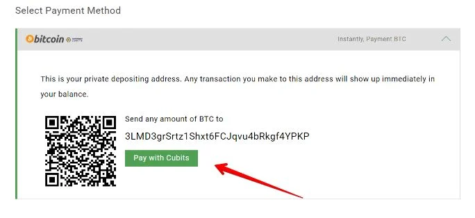 pay with cubits