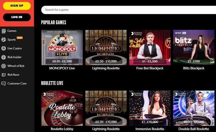 rizk live casino