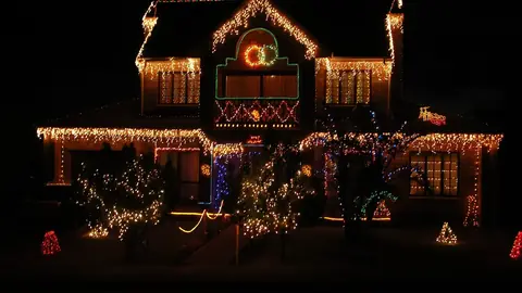 Christmas lights on a house in Jeffreys Bay, Eastern Cape